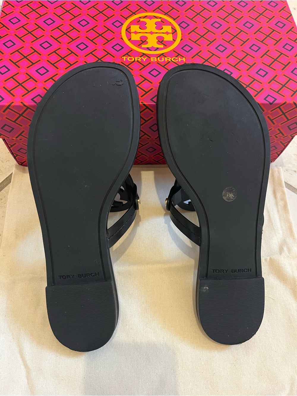 Tory Burch Black Miller Sandals with Gold Accents - Picture 4 of 7